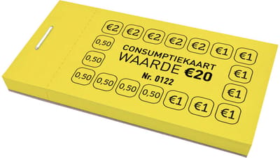 CombiCraft Consumptiekaarten €20 geel - per 5 boekjes met 50 kaarten