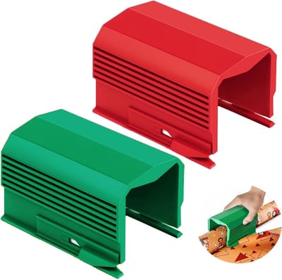2-Pack Geschenkpapier Snijder - Veilig Schuifmes voor Papierrollen - Rood & Groen