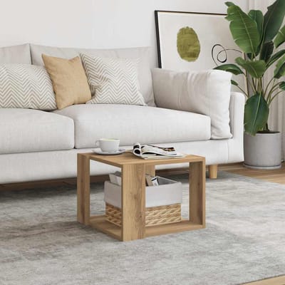 vidaXL - Salontafel - 40x40x30 - cm - bewerkt - hout - artisanaal - eikenkleur