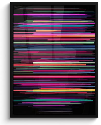 Poster in lijst - Fotolijst 50x70 cm - Posters - Gaming - Abstract - Lijnen - Horizontaal - Kleurrijk - Posterlijst zwart - Decoratie - Wanddecoratie woonkamer - Muurdecoratie slaapkamer