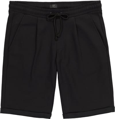 JP 1880 - Heren - bermuda FLEXNAMIC® bandplooien instapband tot maat 8XL - Zwart - Maat 3XL