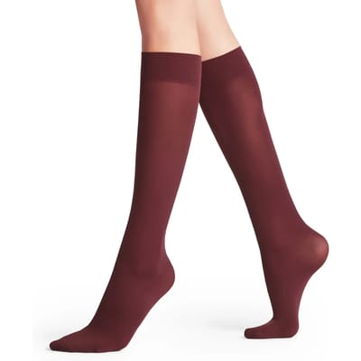 FALKE Pure Matt eenkleurig materiaal ondoorzichtig 50 DEN kniekousen dames rood - maat 35-38