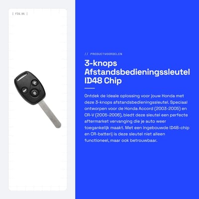 Dailygoods - 3-knops Afstandsbedieningssleutel - ID48 Chip - Perfecte Vervanging - Zwart - Geschikt voor Honda - Programmeerbaar bij Slotenmaker