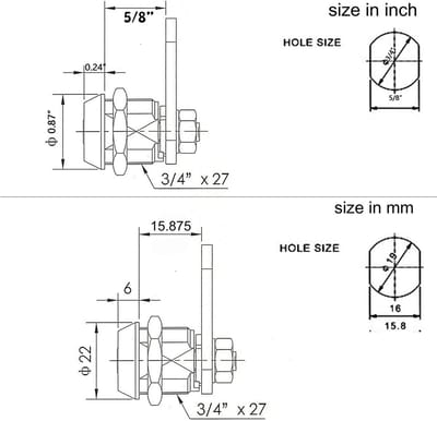 Gereedschapskist Slot - Vervangingsslot Nokkenslot - Gereedschapskist Beveiligen - 5/8 Inch Buisvormig - 2 Sleutels Per Slot