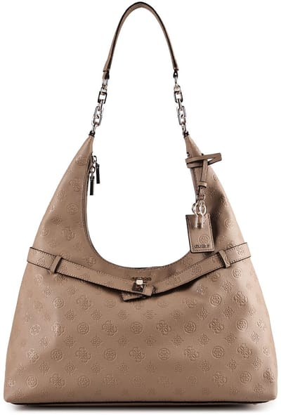GUESS schoudertas Ella Logo Hobo Beige Logo Taupe