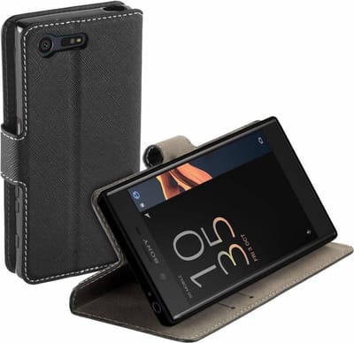 HC zwart bookcase voor Sony Xperia X Compact tpu wallet cover hoesje