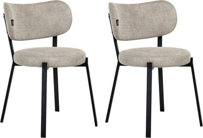 BRONTE - Eetkamerstoel set van 2 - Beige - Polyester