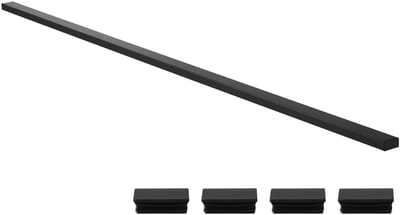 198 cm Roestvrijstalen Leuning, Rechthoekige Trapleuning voor Binnen- en Buitentrappen met Eindkap, Matzwarte Coating, Verstelbare metalen Trapleuning voor Kabelrailsystemen
