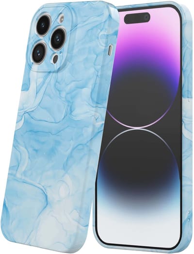 Smartphonica Telefoonhoesje Geschikt voor iPhone 14 Pro Max met Blauw Marmer Opdruk - Flexibel Softcase TPU - Backcover Case Blue Marble Design geschikt voor iPhone 14 Pro Max