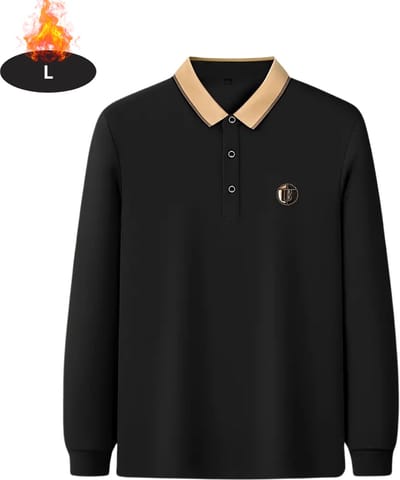 Livano Poloshirt Heren - T-Shirt Heren - Shirt - Overhemd - Polo Shirt Lange Mouwen - Zwart - L