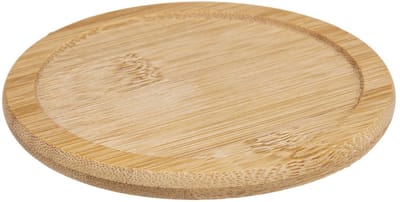 Secret de Gourmet glazen Onderzetters - 6x stuks - bamboe hout - rond - D10 cm - glazenonderzetter - in houder