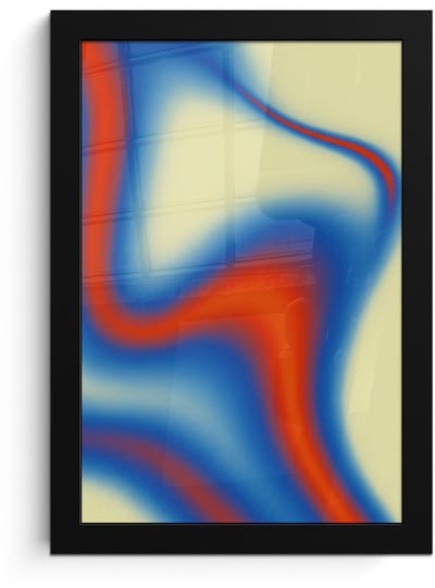 Poster in lijst - Fotolijst 20x30 cm - Posters - Golven - Kleurrijk - Abstract - Posterlijst zwart - Decoratie - Wanddecoratie woonkamer - Muurdecoratie slaapkamer