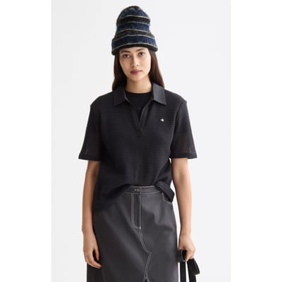 Scotch & Soda Crochet Polo Charcoal Art Taglia: XS | Polo Outlet | Donna | Nero