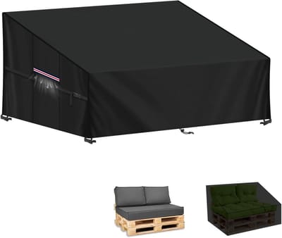 Famanu - Tuinbankhoes 2-Zits Beschermhoes voor Tuinbank, 420D Oxford-Stof Lounge Afdekking voor Tuinmeubelen, Waterdichte Hoes voor Tuinbank, Palletbank, Palletmeubel,138x99x80/40cm
