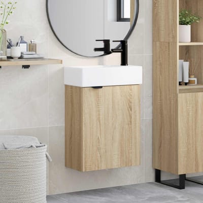 vidaXL - Badkamermeubel - met - kraan - Sonoma - Eiken - 45,5 - x - 22,5 - x - 84 - cm
