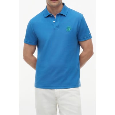 Tommy Hilfiger Th Script Regular Polo Blue Orbit Größe: S | Poloshirts Outlet | Herren | Blau
