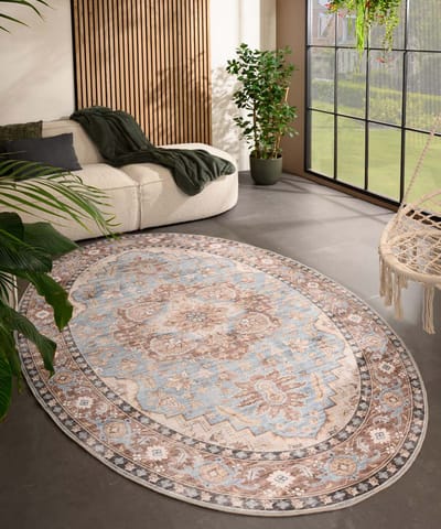 Vintage buitenkleed ovaal - Valenca Fino lichtblauw 80x150