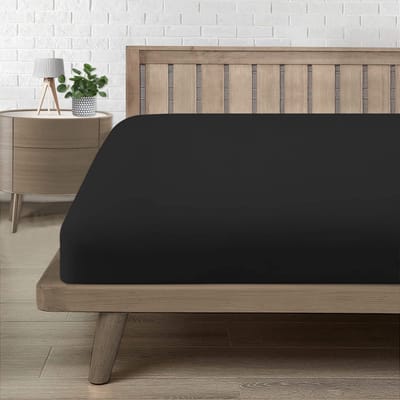 Dailygoods - Drap Housse 150X190 - Matrashoes - Ademend en Comfortabel - Zwart - 2 Persoons - Microvezel - Geschikt voor elke slaapkamer