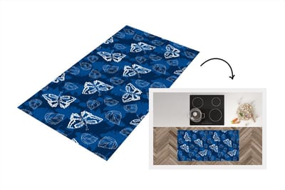 Keukenloper - Loper keuken - Vlinder - Insecten - Blauw - Wit - Design - 120x60 cm - Keukenloper vinyl