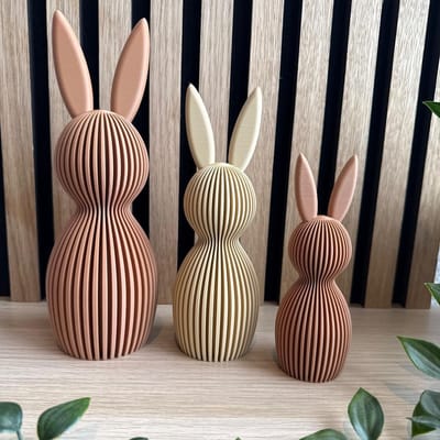 Decoratieve Design Paashaas Set van 3 - Bruin, beige, bruin – 3 Stuks – Pasen - 14, 18 en 22 cm hoog