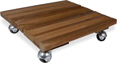 Houten plantenroller vierkant met 4 wielen voor zware lasten tuin en terras