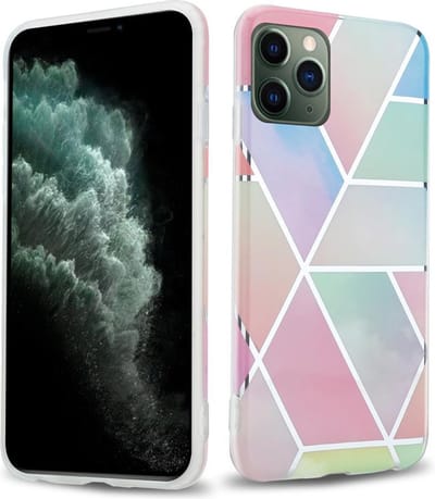 Cadorabo Hoesje geschikt voor Apple iPhone 12 MINI in Regenboog Marmer No. 11 - Beschermhoes gemaakt van TPU siliconen Case Cover met mozaïek motief