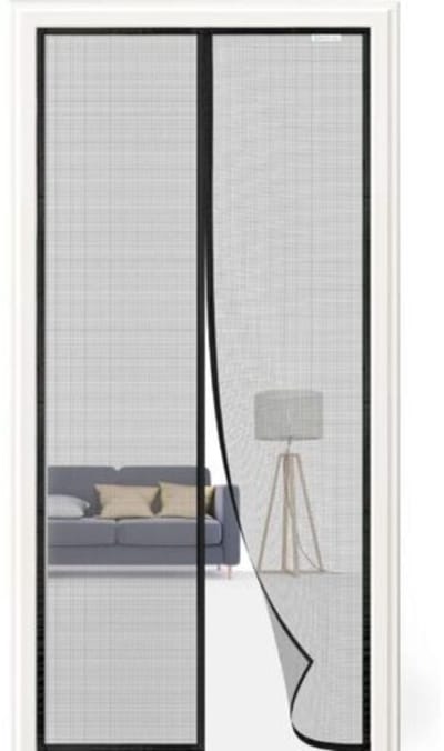 Zwart magnetisch muggennet, 120x220cm, boren niet nodig.