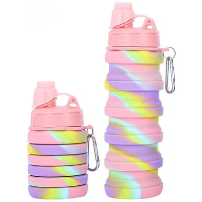 Bouteille d'eau portable en silicone Créative Activité extérieure Cyclisme Tasse pliable en silicone Tasse Cadeau d'affaires 500ml1PCS