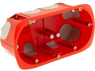Inbouwdoos zonder Airbox Multimat 2 palen P50mm - Grijze en Rode Polypropyleen Behuizing met Diverse Ingangen