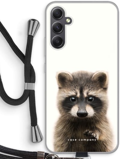 Case Company® - Hoesje met koord geschikt voor Samsung Galaxy A34 hoesje met Koord - Rocco - Telefoonhoesje met Zwart Koord - Bescherming aan alle Kanten en Over de Schermrand