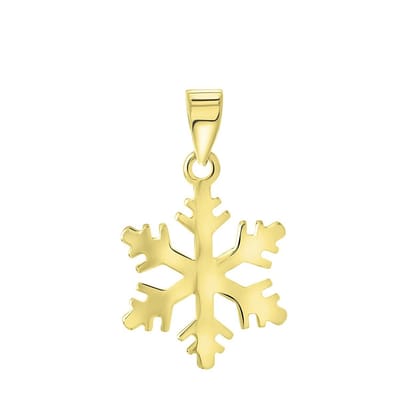 Lucardi Dames 14 Karaat geelgouden hanger sneeuwvlok - Hanger - 14 Karaat Goud - Geelgoud