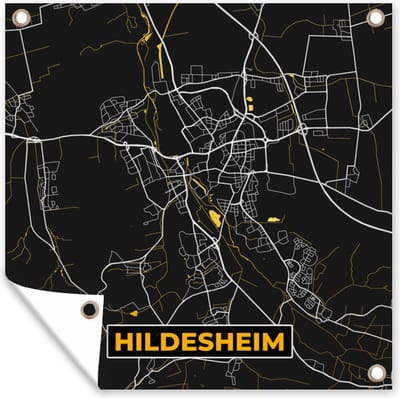 Tuin poster Hildesheim - Goud - Stadskaart - Kaart - Plattegrond - Duitsland - 200x200 cm - Tuindoek