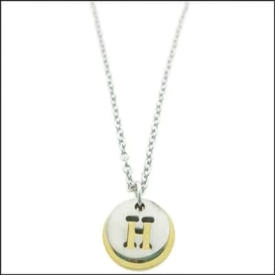 Aramat Jewels | Halskettingen | Stalen Initiaal Ketting met Ronde Letter Hanger – Gepersonaliseerde Ketting | H | |1,5mm | Staal | Volwassenen | Verkleurd niet