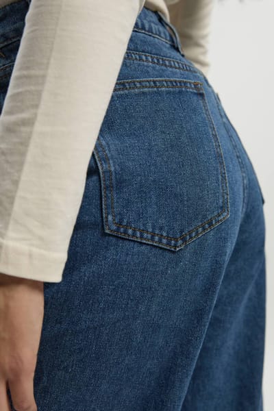 Dames Boohoo Basics High Waisted Boyfriend Jeans | Mid Blue | Maat: 16/30L