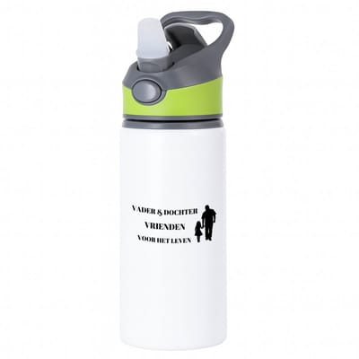 Hacebo® - vader en dochter vrienden voor het leven waterfles met rietje groen - vader/dochter - vader cadeautjes - vaderdag - verjaardag - geschenk - kado - vader artikelen - dochter artikelen - dochter verjaardag - water fles - 650ML