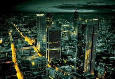 Fotobehang City Frankfurt Skyline Night Lights | XL - 208cm x 146cm | 130g/m2 Vlies