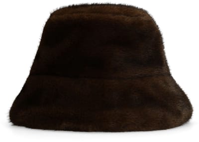Manfield - Dames - Bruine bucket hat van faux fur - Maat 1