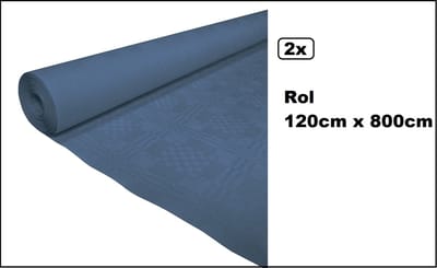 2x Tafelrol tafelkleed donker blauw 120cm x 800cm papier - totaal 16 meter - Party diner food festival eten fun thema feest party