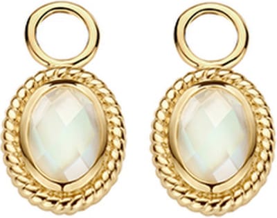Blush Gouden Oorsieraden oorhangers 9091YMQ | oorbedels met parelmoer en bergkristal, elegant koordmotief, oorbellen voor dames