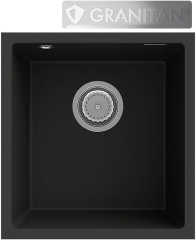 Zwarte Granieten Spoelbak Granitan Mini45 met Sifon