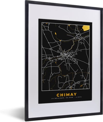 Fotolijst incl. Poster - Stadskaart - Goud - Chimay - Plattegrond - Kaart - 30x40 cm - Posterlijst