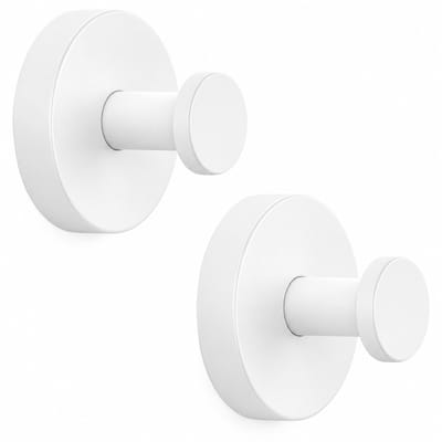 BOTC handdoekhaakjes - haken - Handdoekhouder Met Zuignappen - RVS - Set van 2 - Ø 60 mm - Wit