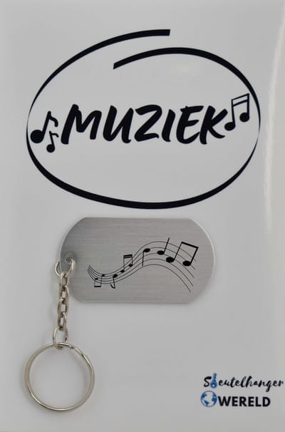 muzieknoot Sleutelhanger inclusief kaart - muzieknoot cadeau – muzieknoot - Leuk kado voor je vriend om te geven - 2.9 x 5.4CM