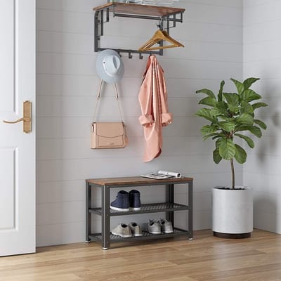 Bobbel Home - Schoenenrek Voor 9 Paar Schoenen - industrieel - staal/hout