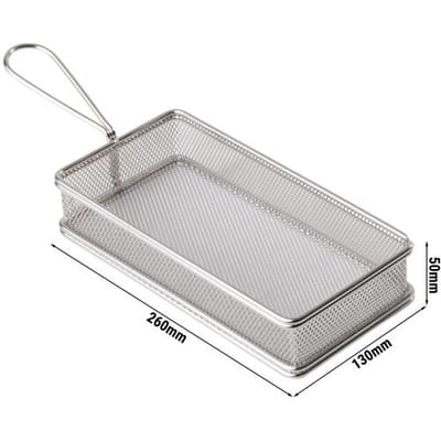 GGM Gastro (6 Stück) Servier Frittierkorb - SNACKHOLDER - Edelstahl - 260x130mm - Silber