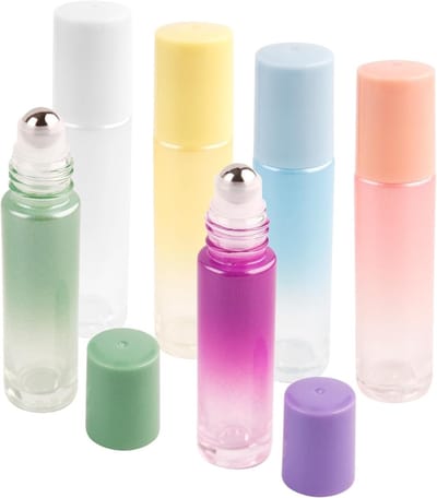 Lege Roll-On Flesjes 10ml, Roestvrijstalen Rollerball, Navulbaar voor Cosmetica, Parfum en Massage (Verloopkleur)
