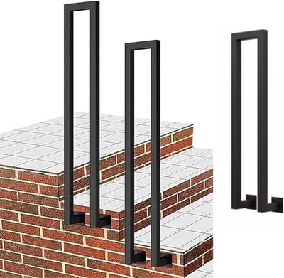 U-vormige trapleuning - Binnentrap leuning - Veilig traplopen - Zijdelingse montage - 20 cm breed - Zwart