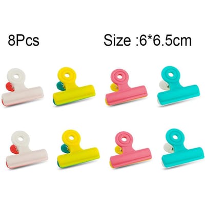 Lot de 8 pinces multifonctions pour sachets de chips, pinces pour aliments frais, pinces pour fichiers photo, couleurs assorties, fermeture hermétique pour la cuisine yellow