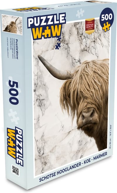 Puzzel Schotse hooglander - Koe - Marmer print - Legpuzzel - Puzzel 500 stukjes