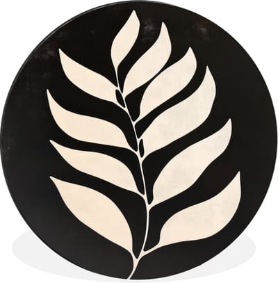 WallCircle - Wandcirkel - Muurcirkel - Blad - Wit - Minimalistisch - Aluminium - Dibond - 30x30 cm - Binnen en Buiten